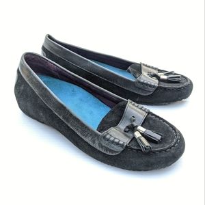 ORTHAHEEL Vionic Florence black suede tassle moccasin loafers
